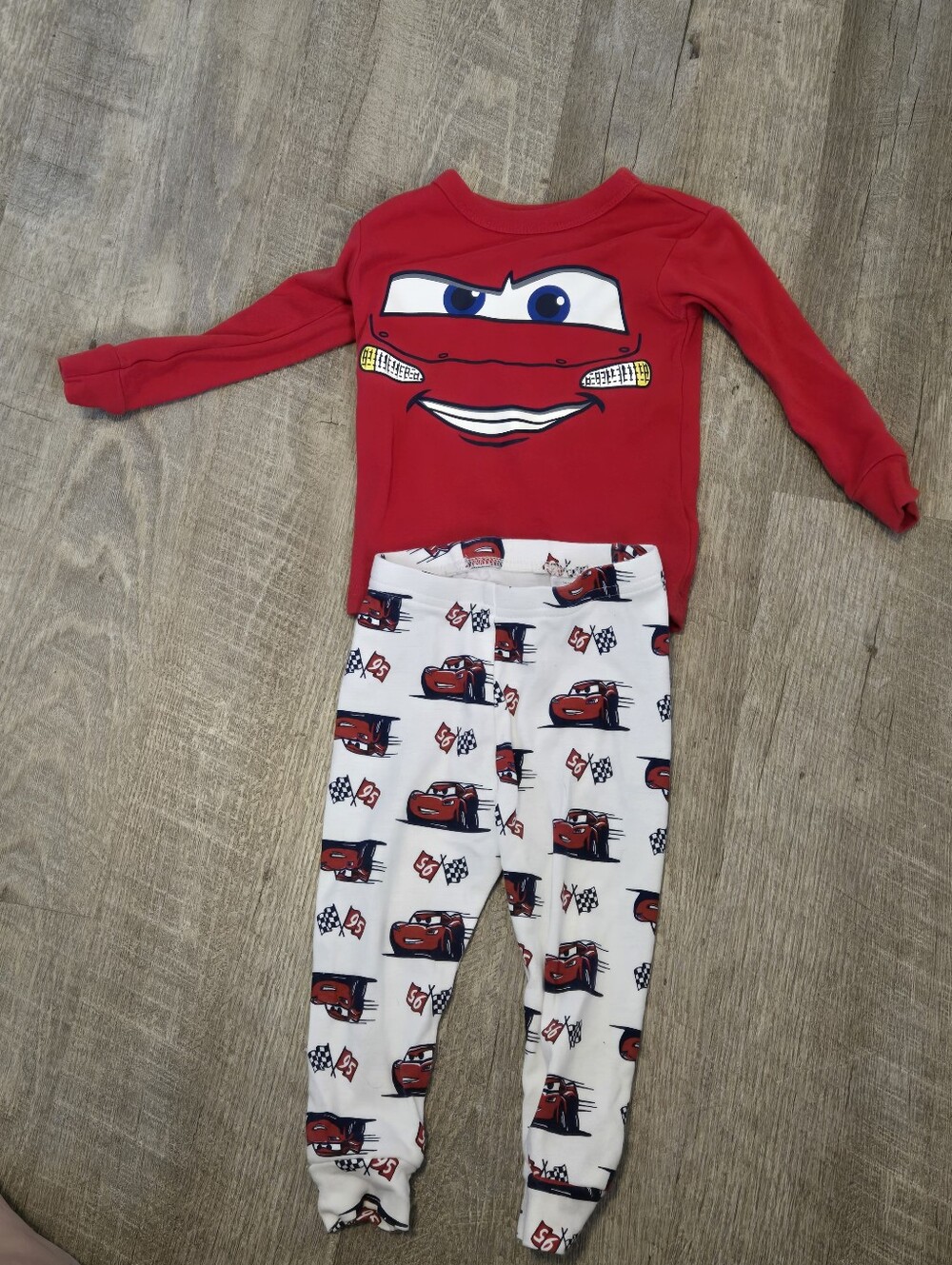 GAP Baby Pixar White and Red Cars Pajama Set